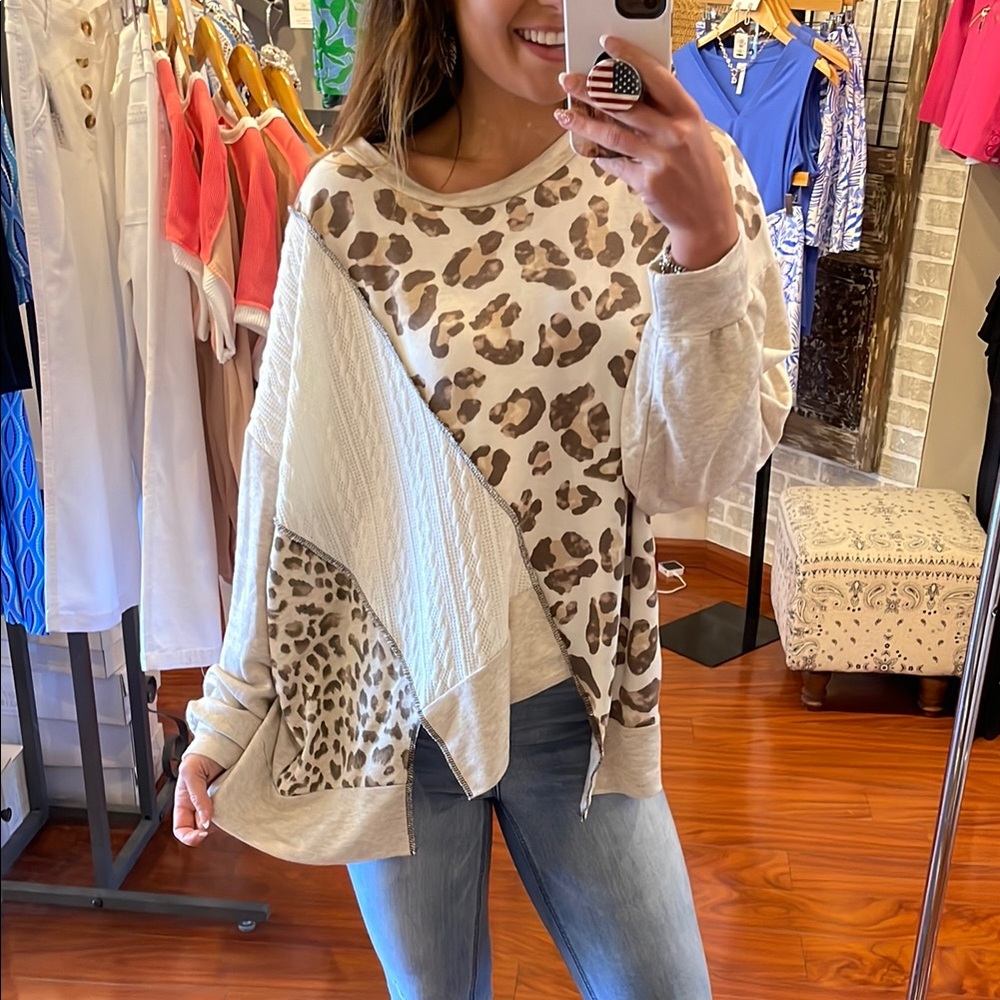 Leopard Patchwork Top